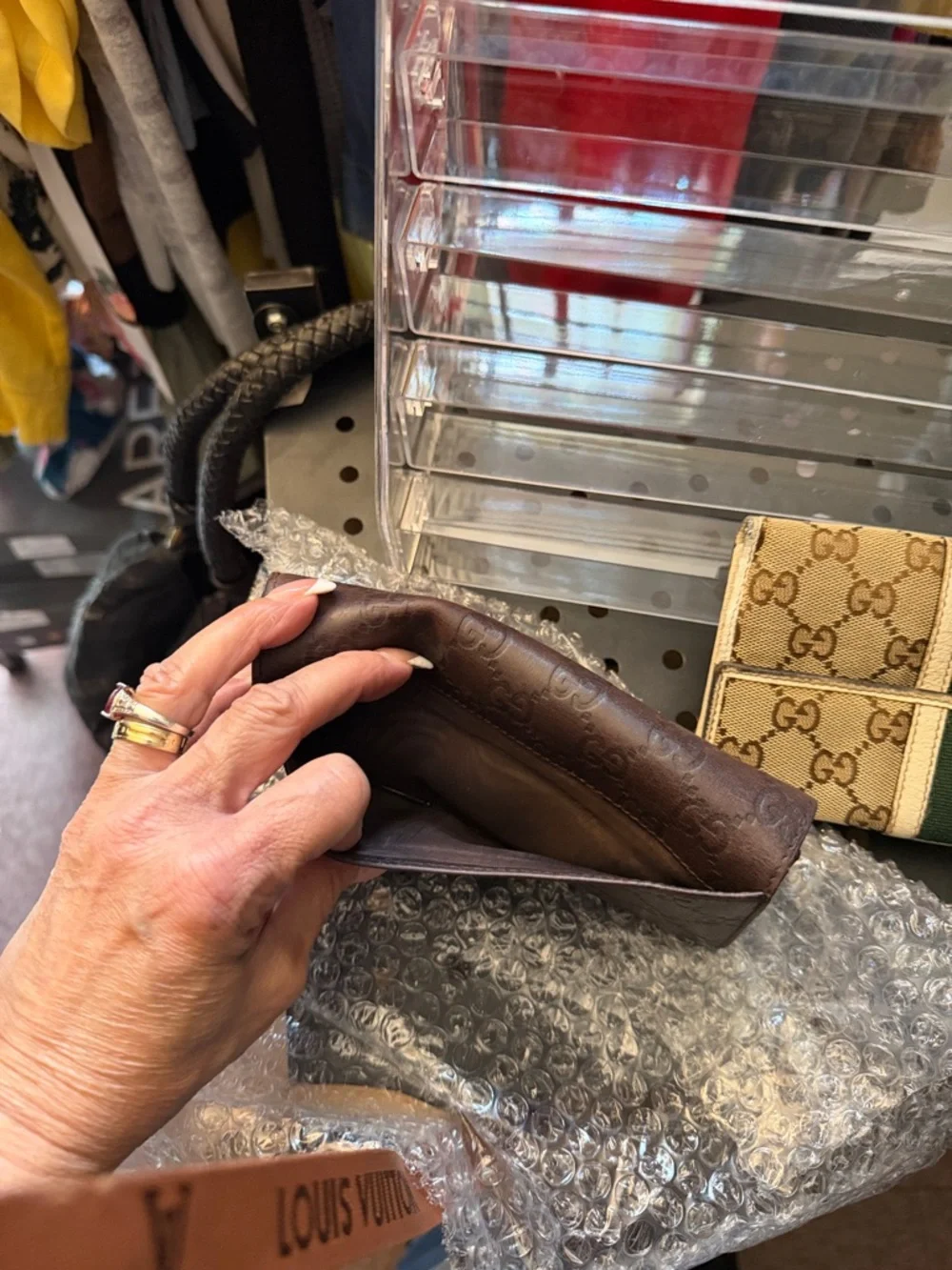 Gucci Dark Brown Embossed GG Continental Wallet. Authentic - Picture 12 of 13